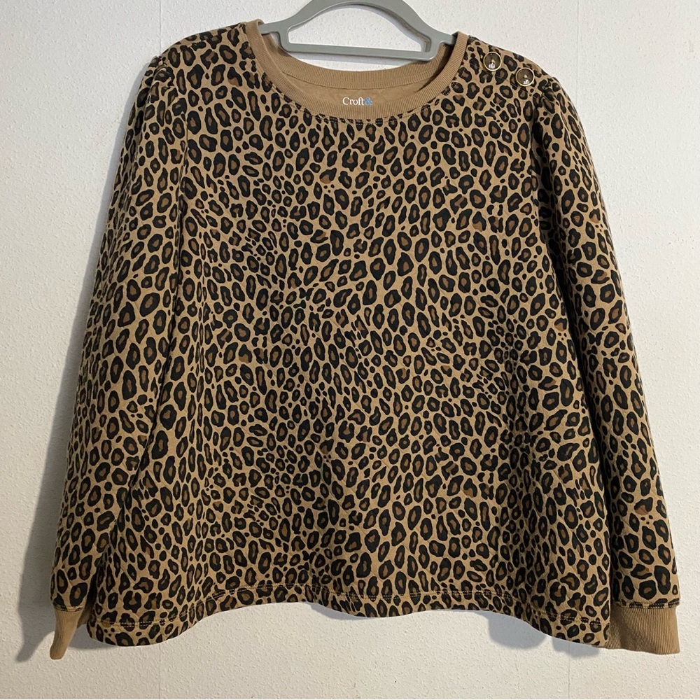 Croft & Barrow Quilted Leopard Print Cropped Top: Size XXL